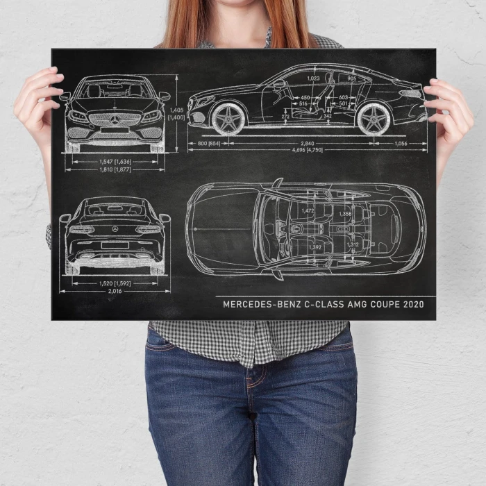Plakat metalowy Mercedes C AMG Slate Prezent