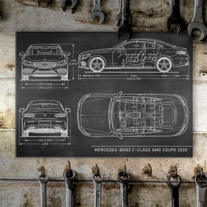Plakat metalowy Mercedes C AMG Slate Prezent
