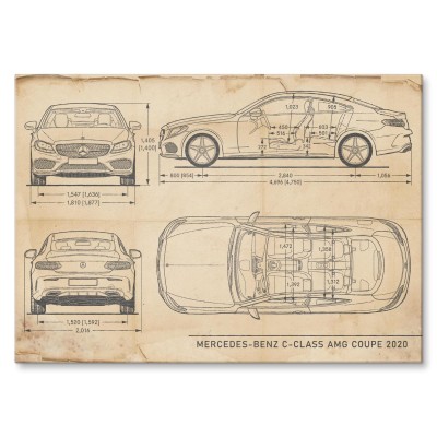 Plakat metalowy Mercedes C AMG Retro Prezent