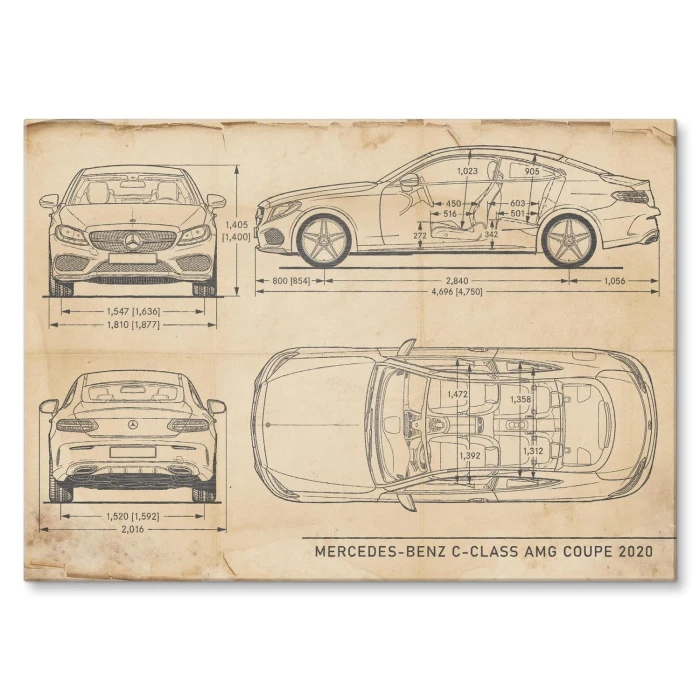 Poster metal Mercedes C AMG Retro gift