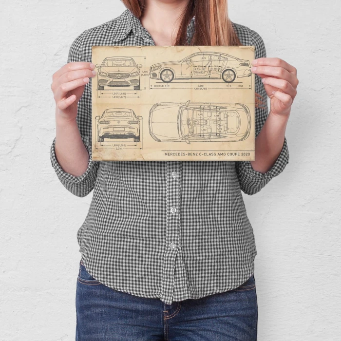 Plakat metalowy Mercedes C AMG Retro Prezent