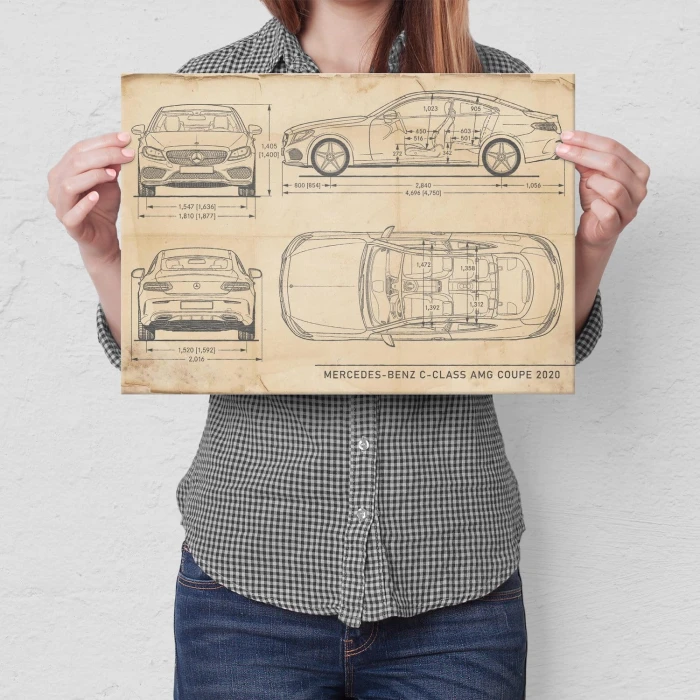 Plakat metalowy Mercedes C AMG Retro Prezent