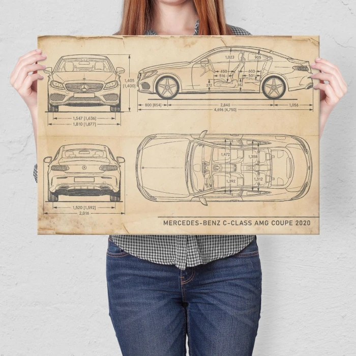 Poster metal Mercedes C AMG Retro gift