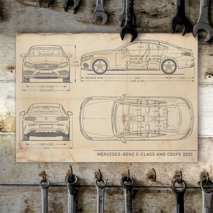 Poster metal Mercedes C AMG Retro gift