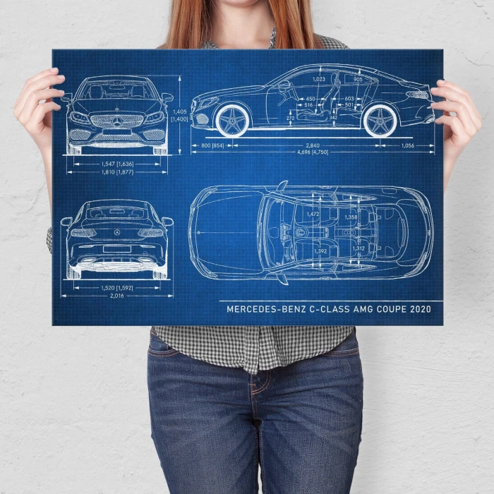 Plakat metalowy Mercedes C AMG Tech Prezent