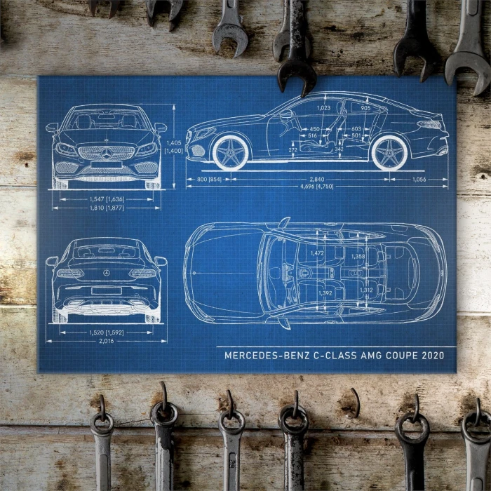 Plakat metalowy Mercedes C AMG Tech Prezent