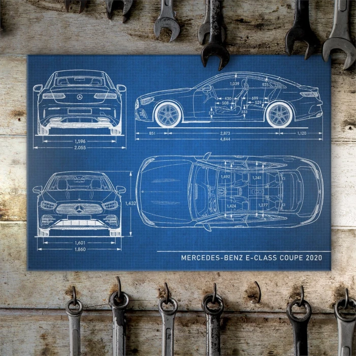 Plakat metalowy Mercedes E Coupe 2020 Prezent