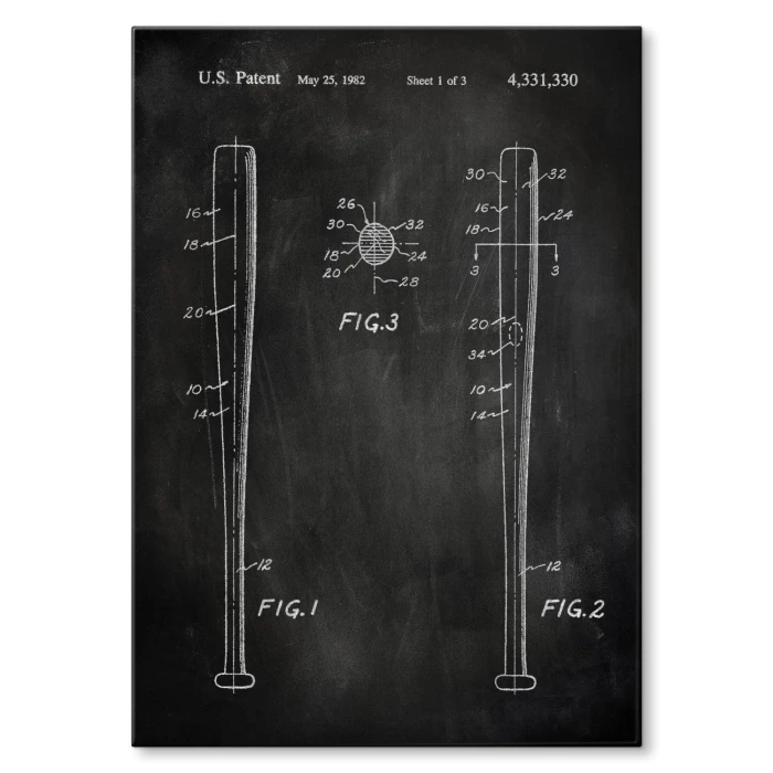 Poster metal Baseball bat Slate gift