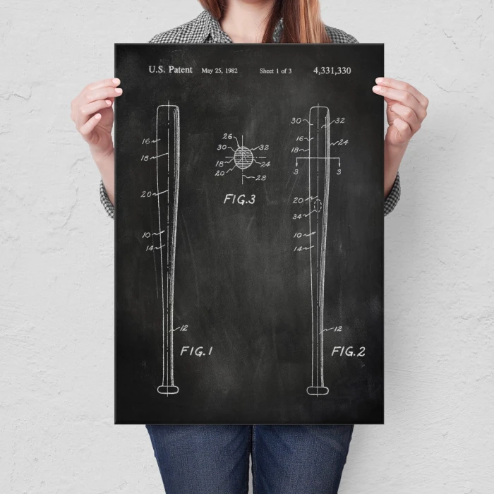 Poster metal Baseball bat Slate gift
