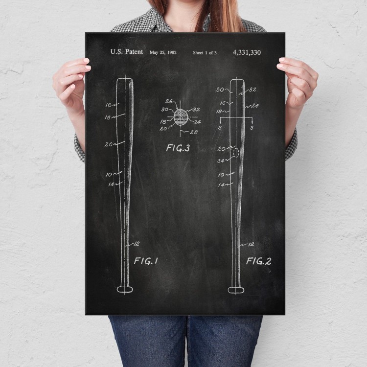 Metal graphic Baseball Bat Slate – decoration for living room | SteelPoster