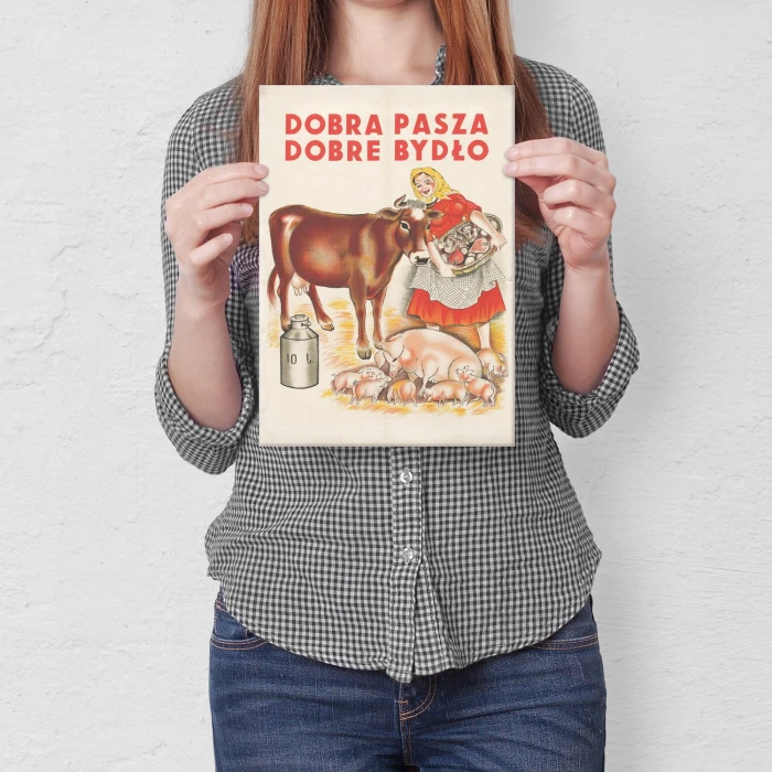 Plakat metalowy Dobra pasza dobre bydło Prezent