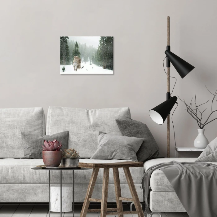 Plakat metalowy Dziki kot w śniegu Prezent