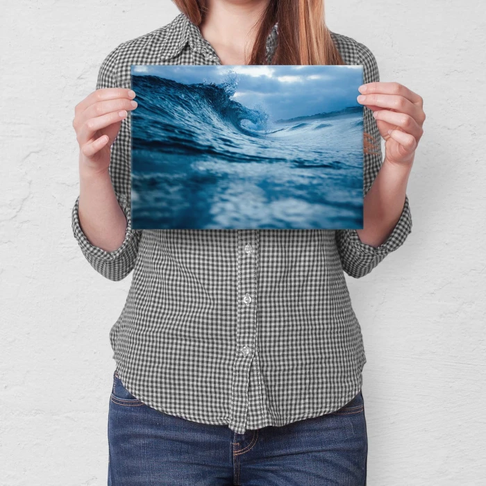 Poster metal Niebieska fala gift