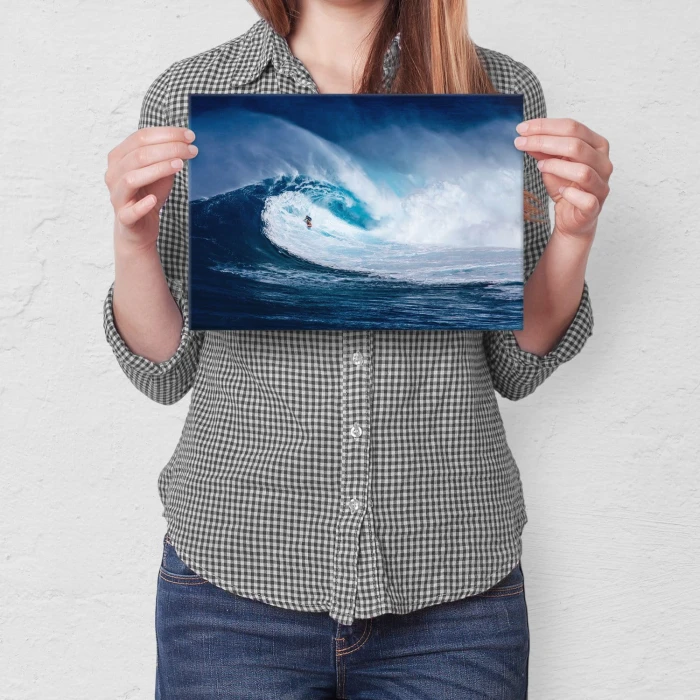 Poster metal Wielka fala i surfing gift