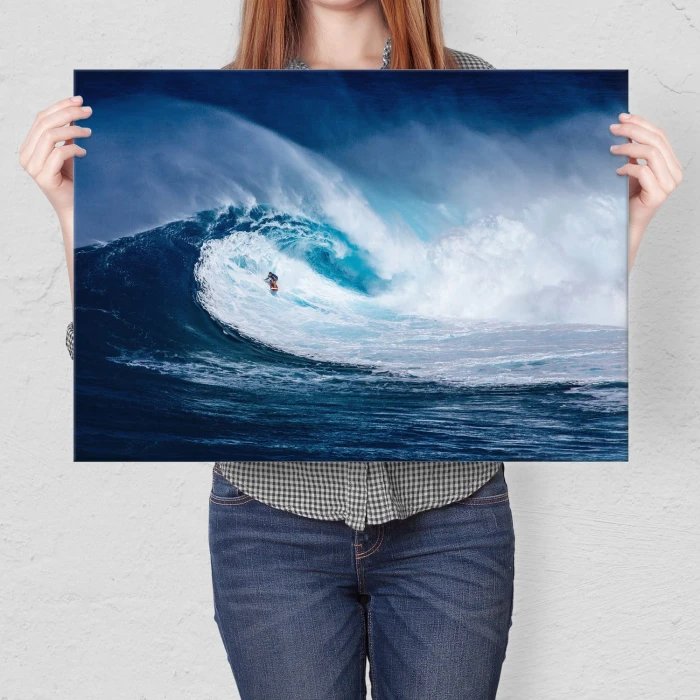 Poster metal Wielka fala i surfing gift