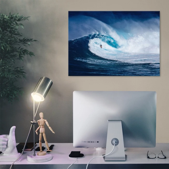 Poster metal Wielka fala i surfing gift