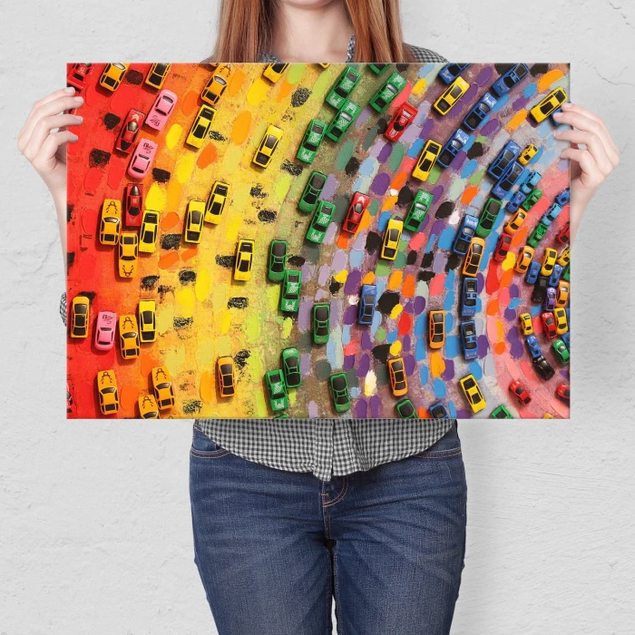 Poster metal Kolorowe pojazdy gift