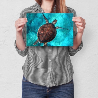 Poster metal Żółw w oceanie gift