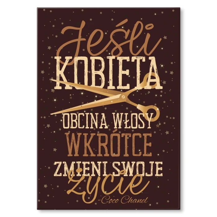 Plakat metalowy Jeśli kobieta obcina włosy Prezent