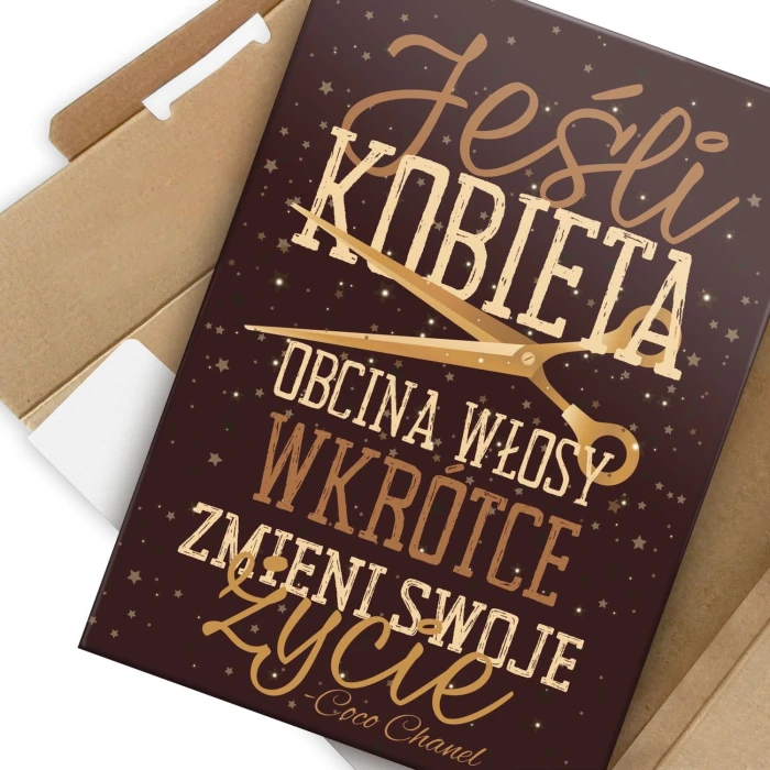 Plakat metalowy Jeśli kobieta obcina włosy Prezent