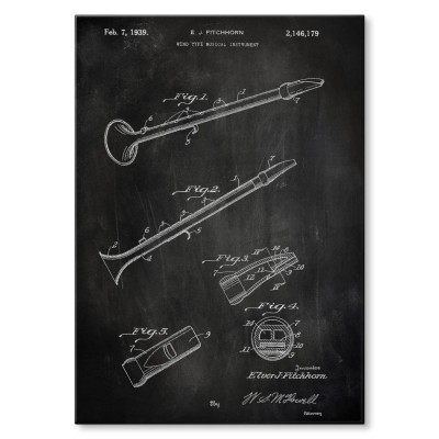 Plakat metalowy Flute Musical Slate Prezent