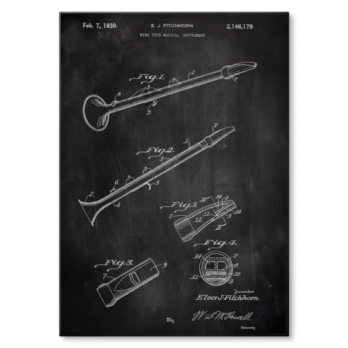 Plakat metalowy Flute Musical Slate Prezent