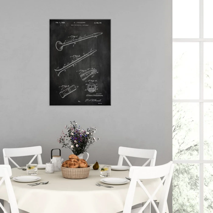 Plakat metalowy Flute Musical Slate Prezent