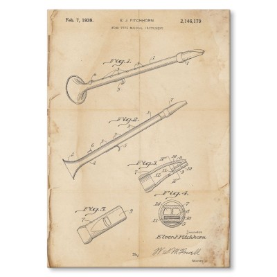 Plakat metalowy Flute Musical Retro Prezent