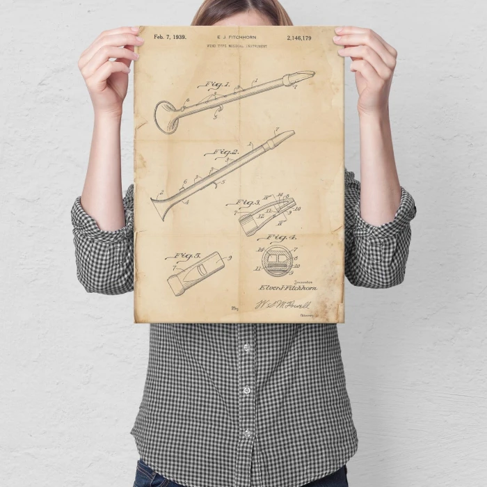Plakat metalowy Flute Musical Retro Prezent
