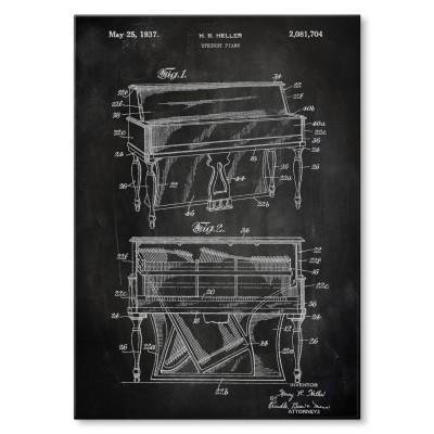 Plakat metalowy Piano Music Slate Prezent