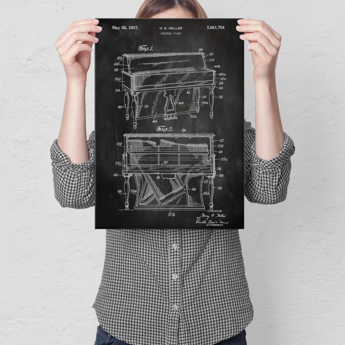 Plakat metalowy Piano Music Slate Prezent