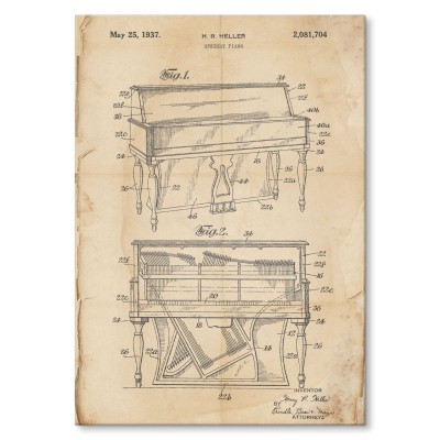 Poster metal Piano Music Retro gift