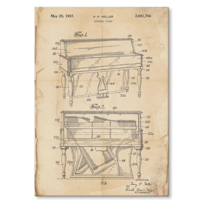 Plakat metalowy Piano Music Retro Prezent