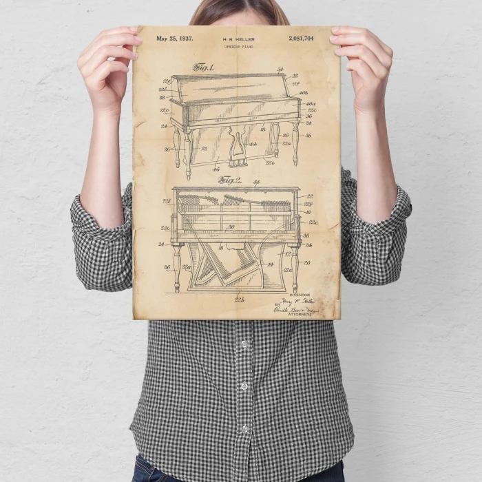 Plakat metalowy Piano Music Retro Prezent
