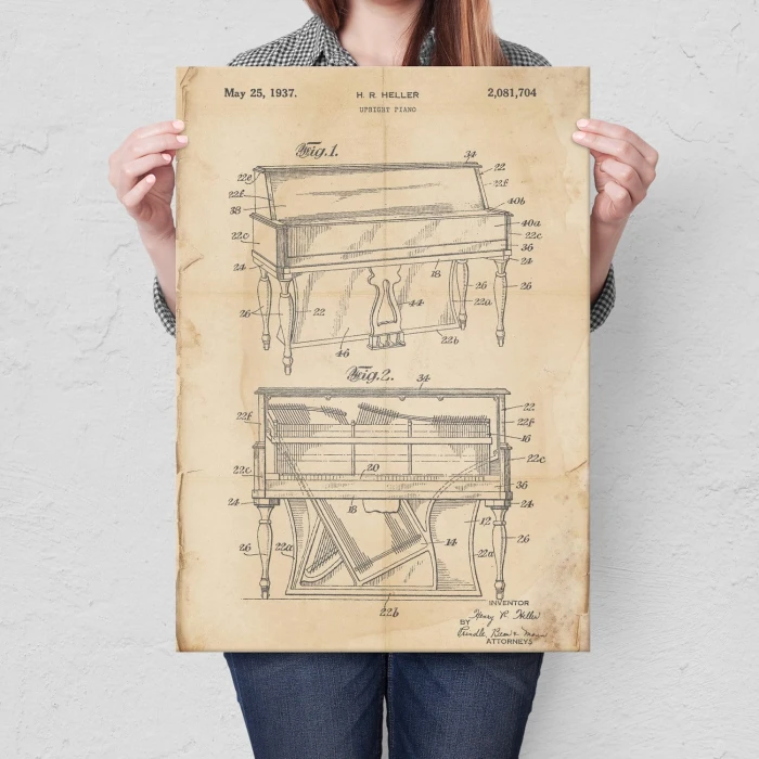 Plakat metalowy Piano Music Retro Prezent