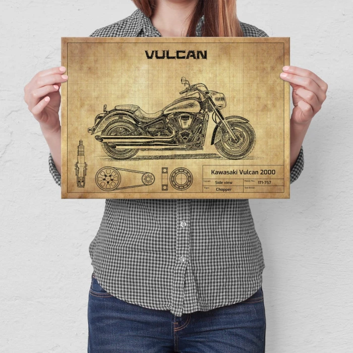 Plakat metalowy Kawasaki Vulcan 2000 Prezent