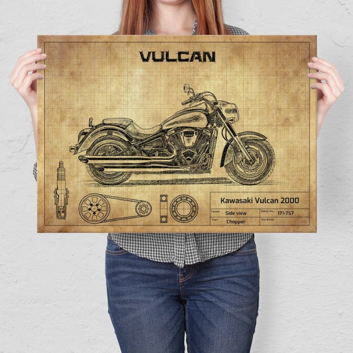 Poster metal Kawasaki Vulcan 2000 gift