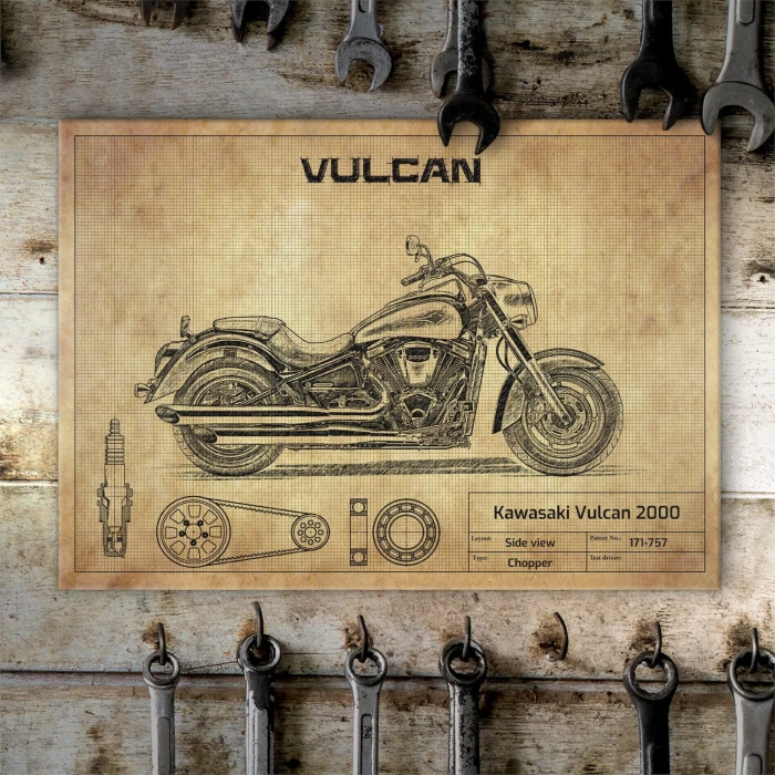 Plakat metalowy Kawasaki Vulcan 2000 Prezent