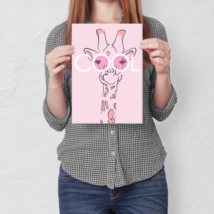 Plakat metalowy Cool giraffe Prezent