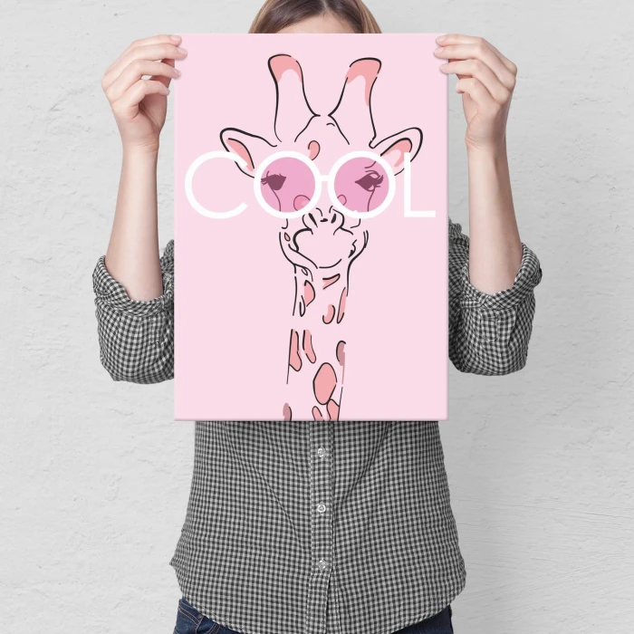 Plakat metalowy Cool giraffe Prezent