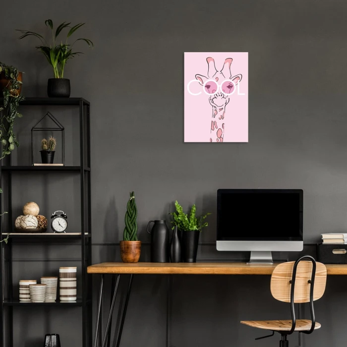 Plakat metalowy Cool giraffe Prezent