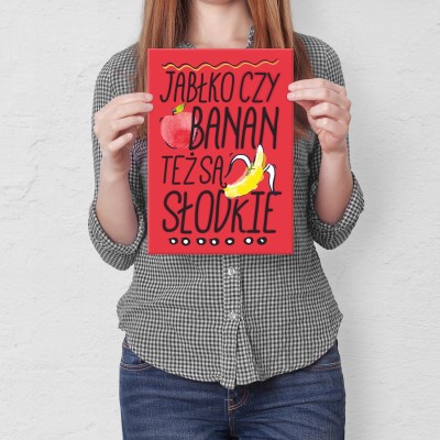 Plakat metalowy Jabłko czy banan Prezent