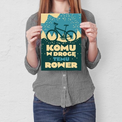 Plakat metalowy Komu w drogę temu rower Prezent