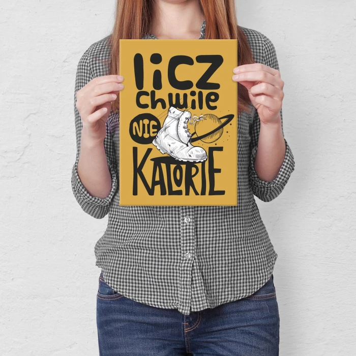 Poster metal Licz chwile nie kalorie gift