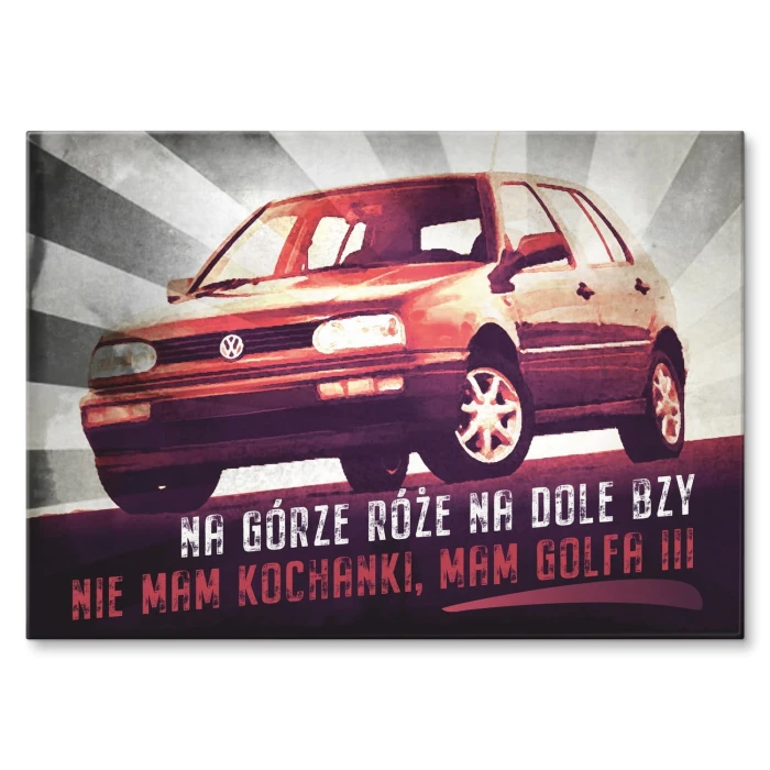 Poster metal Golf III na górze róże gift