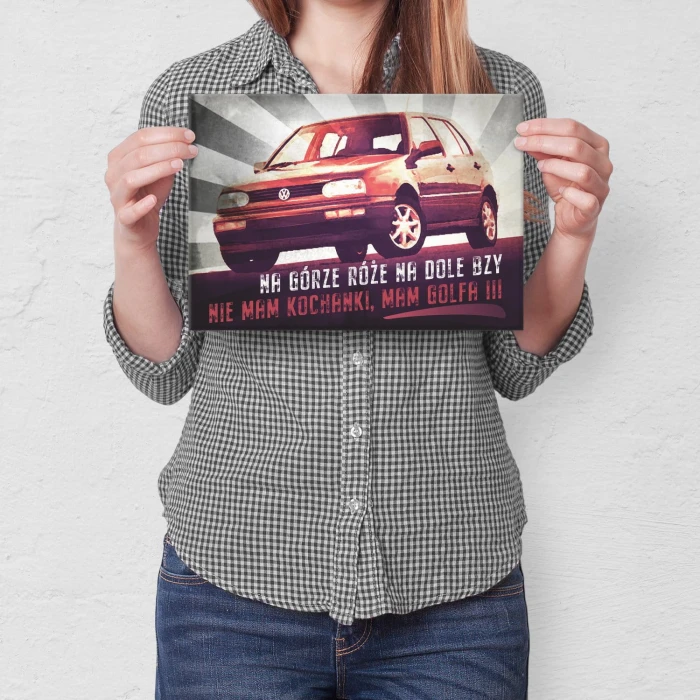 Plakat metalowy Golf III na górze róże Prezent