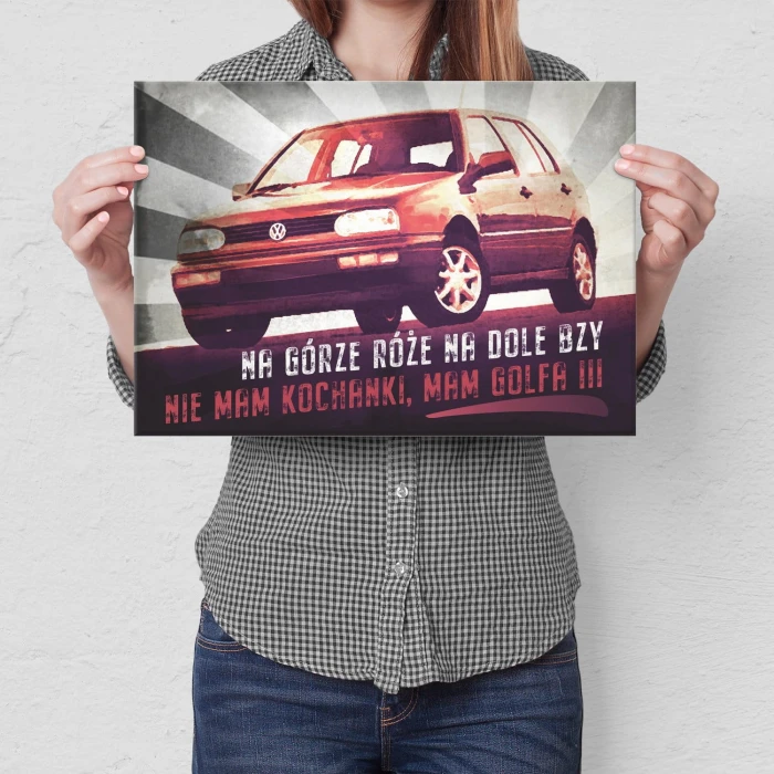 Poster metal Golf III na górze róże gift