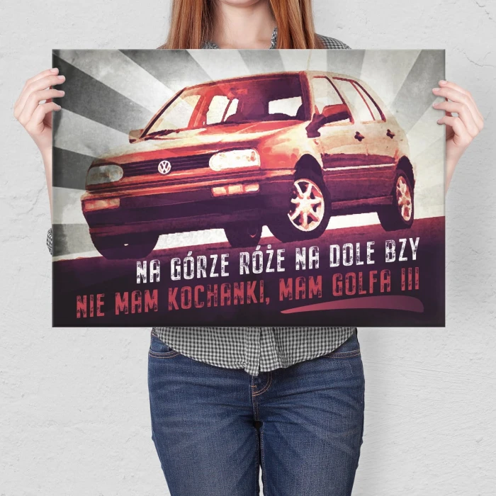 Plakat metalowy Golf III na górze róże Prezent