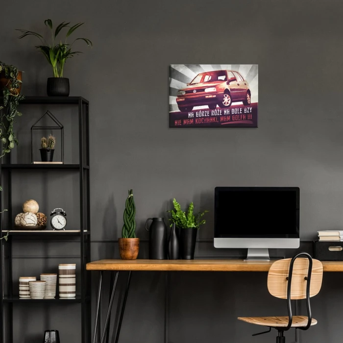 Poster metal Golf III na górze róże gift