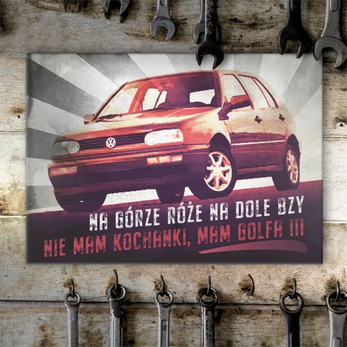 Plakat metalowy Golf III na górze róże Prezent